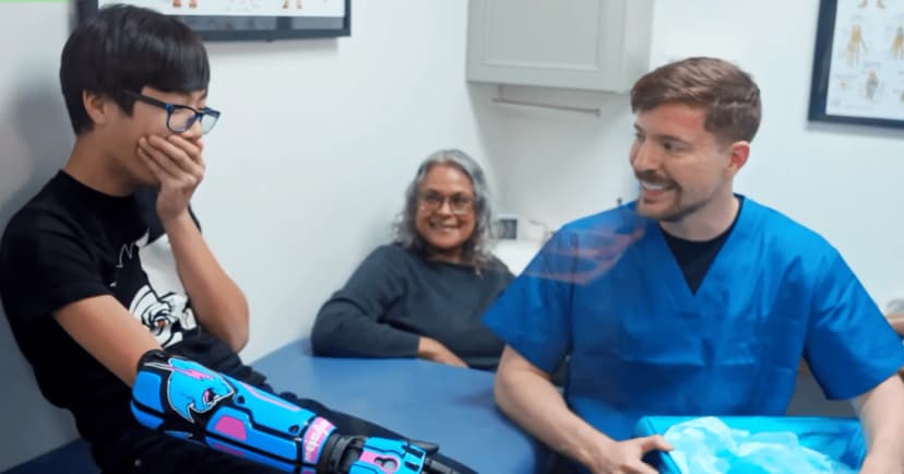 MrBeast surprises Texas boy with custom open bionics robotic hand