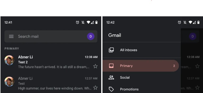 Android Mode Gmail Dark Google