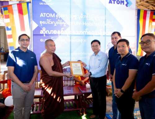 “အက်တမ်နှင့်အတူ (၂)ဆ လှူ” အစီအစဉ်ဖြင့် ငလျင်ဘေးဒဏ်သင့် စာသင်ကျောင်းသို့ မဖြစ်မနေလိုအပ်သော သောက်သုံးရေထောက်ပံ့မှုစနစ်ကို ပံ့ပိုးကူညီနိုင်ခဲ့