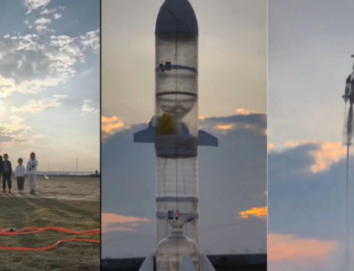 ပလတ်စတစ်ဘူးခွံတွေနဲ့ တီထွင်ထားတဲ့ ဒုံးပျံကို တရုတ်မူလတန်းကျောင်းသားတွေ လွှတ်တင်